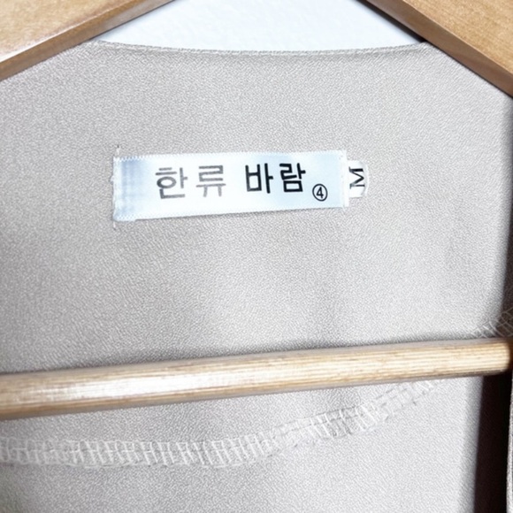 3/4 Sleeve Tan Solid Color Wide Collar Relaxed Duster Trench Coat Suit Jacket - Picture 16 of 16